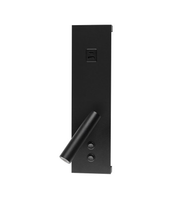 Arandela Enna LED 3+9W 3000K com USB e USB-C preta