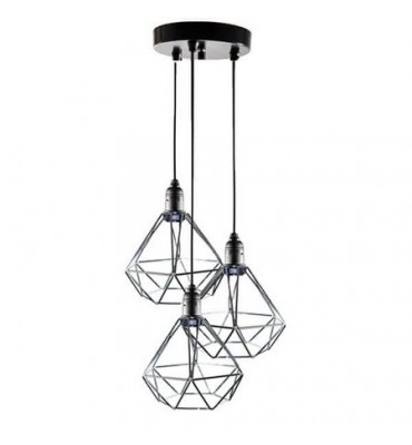Lustre com 3 pendentes aramado diamante PT