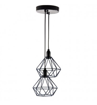 Lustre com 2 pendentes aramado diamante PT