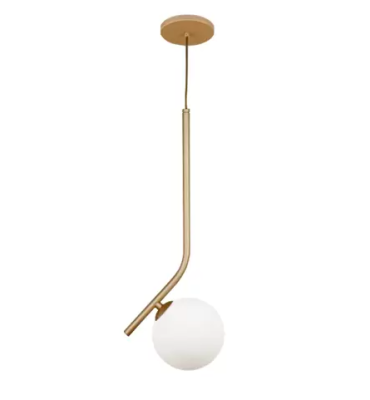 Pendente Delta dourado ono e vidro branco fosco