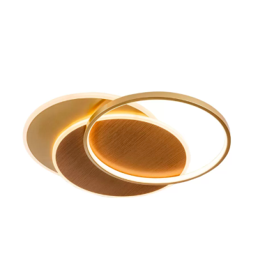 Plafon Cedro LED 50W 3000K carvalho e dourado