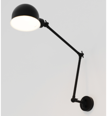 Arandela Baboo 30cm com cúpula bola 14cm preta