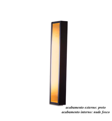 Arandela Puch retangular 70cm LED 4x5W 2700K preto/nude fosco