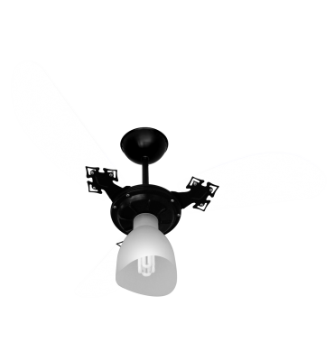 Ventilador de teto New Cristal Light 3 Pás preto