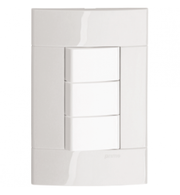 Placa c/ 3 teclas simples branca Decor
