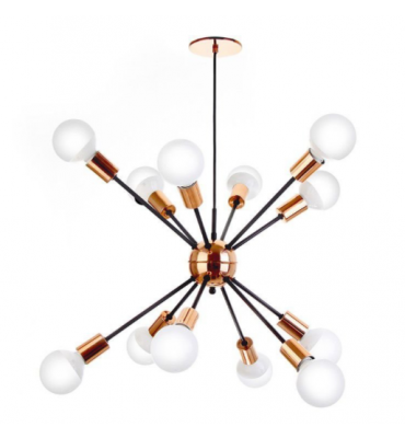 Pendente preto fosco 12 lâmpadas