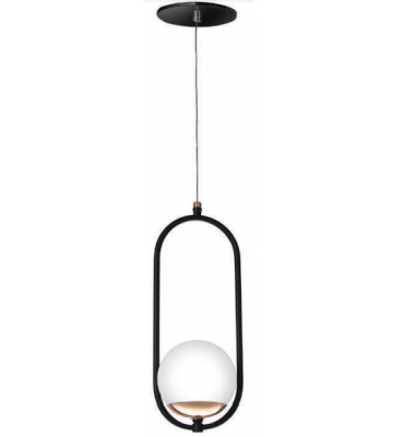 Pendente preto cobre brilho com globo branco