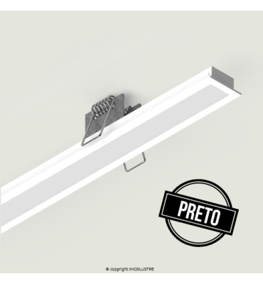 Perfil de embutir minislim 25x11mm preto