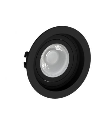 Embutido Dicróica redondo recuado preto