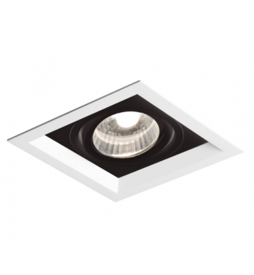 Embutido dicróica quadrado recuado 11,7cm branco/preto