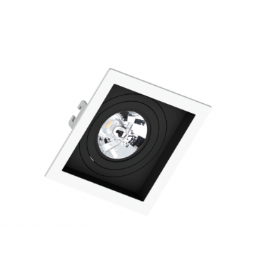 Embutido AR70 quadrado recuado branco com foco preto