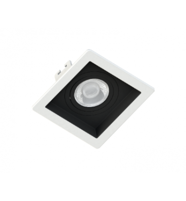 Embutido Dicróica MR16 quadrado recuado branco com foco preto