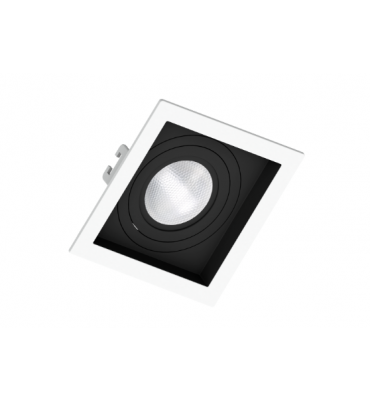 Embutido PAR20 quadrado recuado branco com foco preto