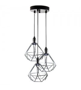 Lustre com 3 pendentes aramado diamante PT