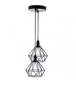 Lustre com 2 pendentes aramado diamante PT