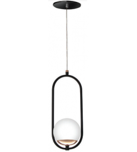 Pendente preto cobre brilho com globo branco