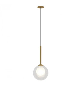Pendente Orbit 1 esfera transparente dourado